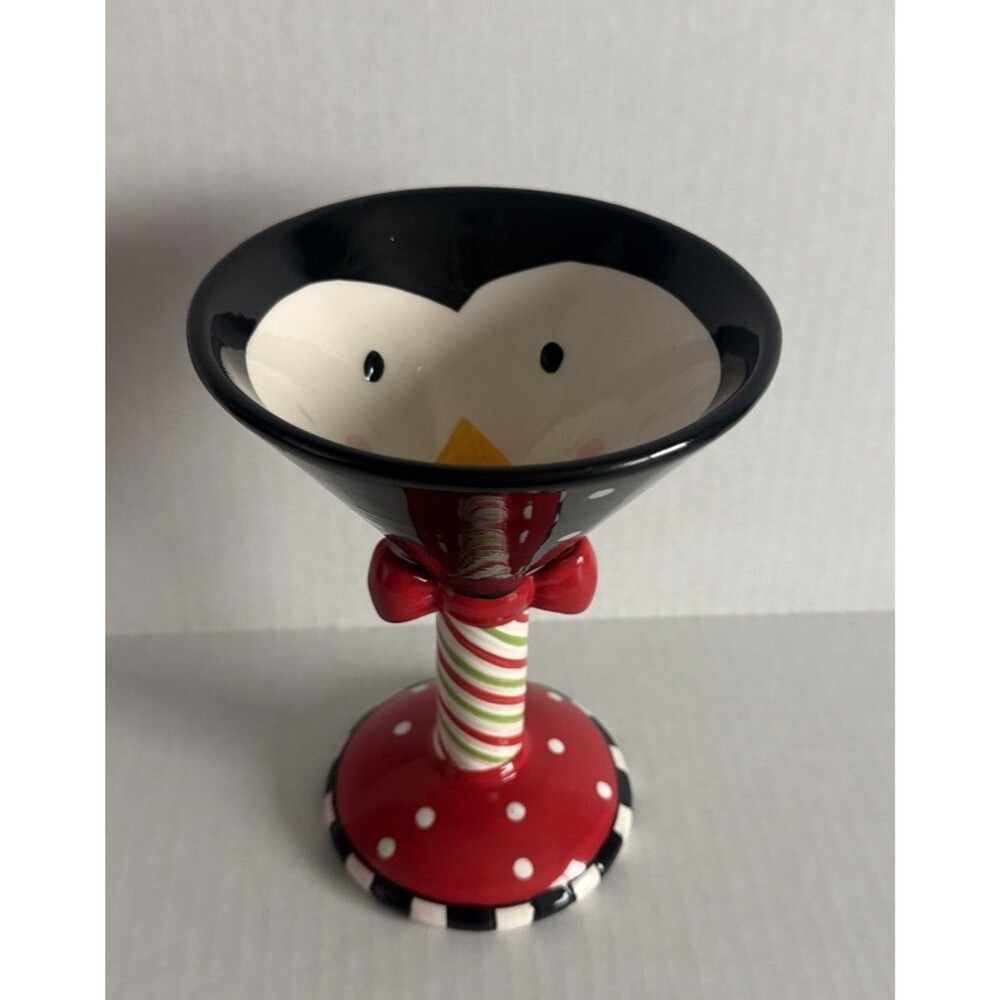 SCM Designs Penguin Christmas Earthenware Cocktail Margarita Martini Glass